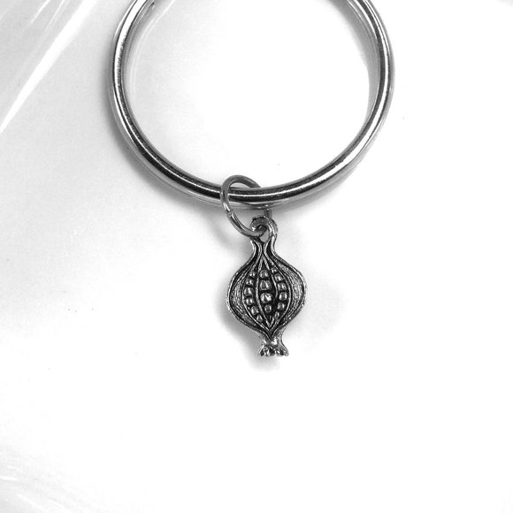 Miniature Pomegranate Fruit Charm Keyring Gift Keychain - Picture 3 of 4